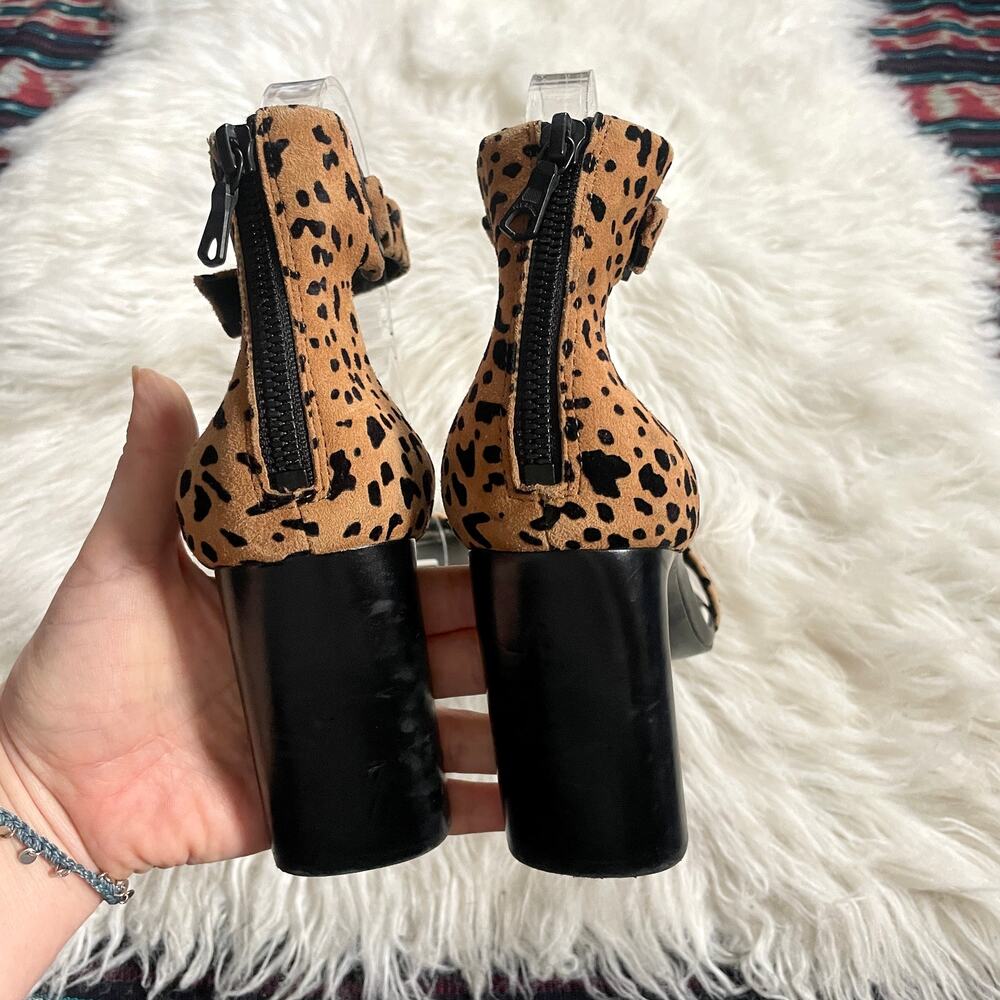 rag & bone Ellis Cheetah Print Animal Print Sandals Block Heel Heels sz 38.5 - Picture 4 of 9